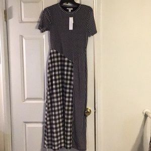 Top shop sheer fitted black and white maxi dress